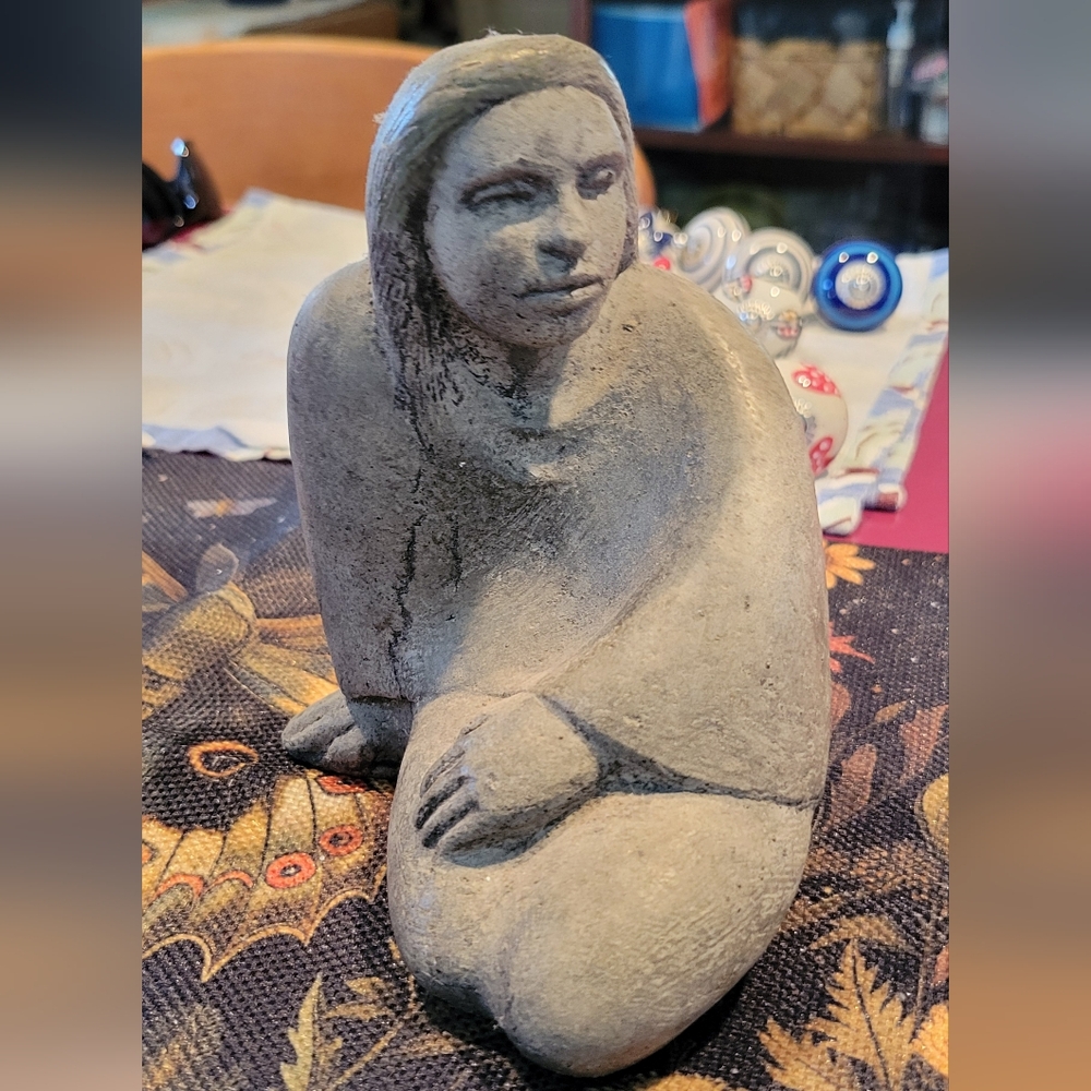 Vintage 1980s Art Statue "Blanket  Woman" Eaglemount Statuary PNW- Concrete